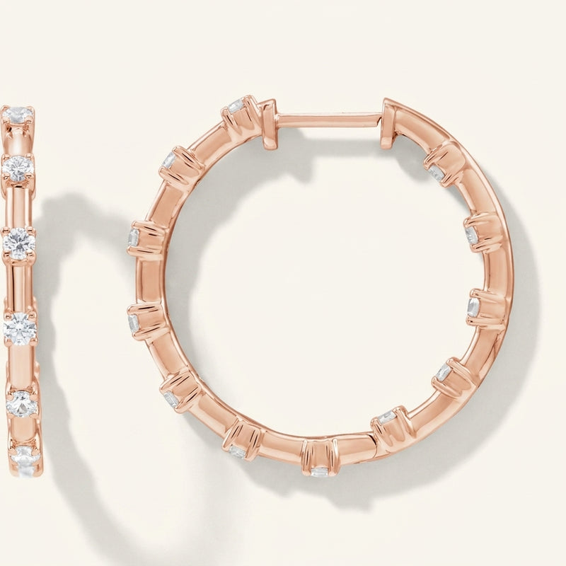 1 ctw The Bay — Round Hoop Earrings — Rose Gold