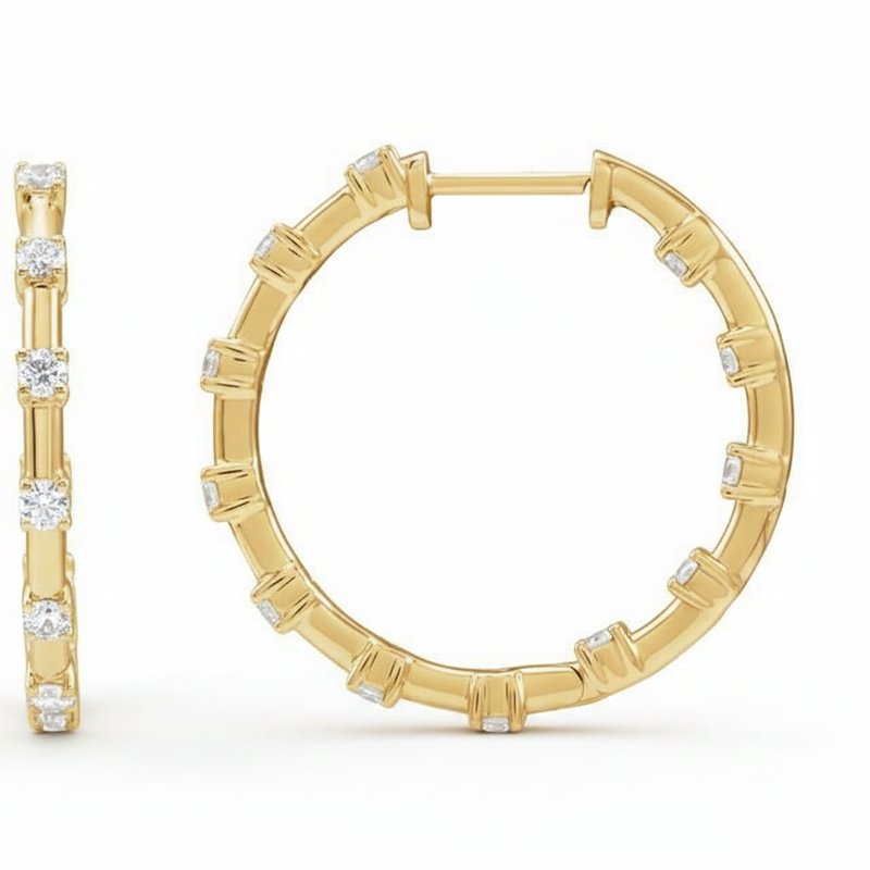 1 ctw The Bay — Round Hoop Earrings — Yellow Gold