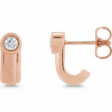 1/5 ctw The Bellona — Round Solitaire J-Hoop Earrings — Rose Gold