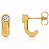 1/5 ctw The Bellona — Round Solitaire J-Hoop Earrings — Yellow Gold