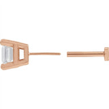 The Bora — Emerald Stud Earrings — Rose Gold
