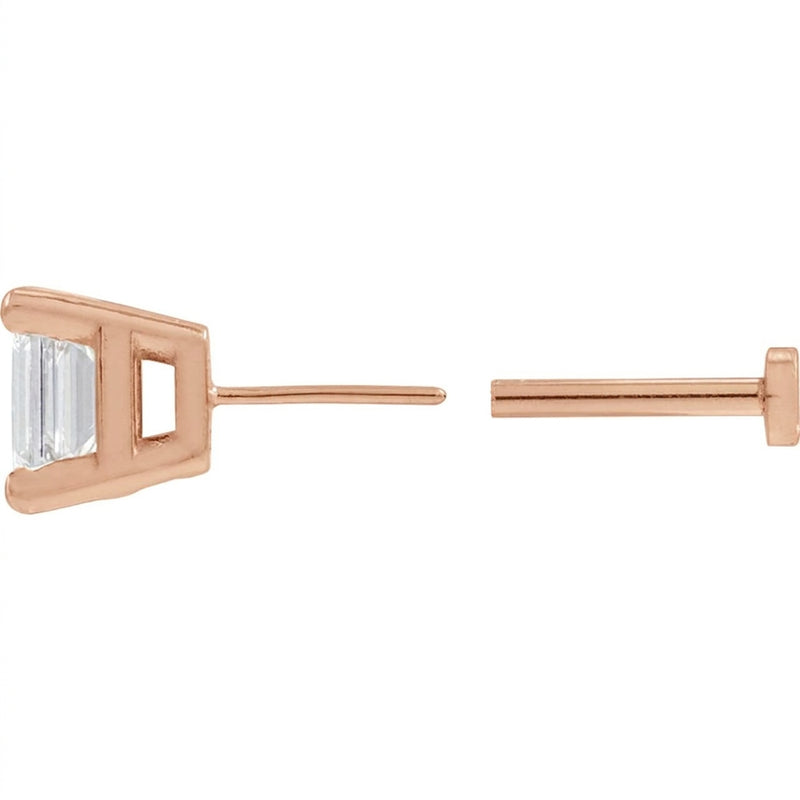 The Bora — Emerald Stud Earrings — Rose Gold