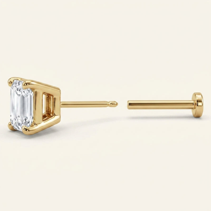 The Bora — Emerald Stud Earrings — Yellow Gold