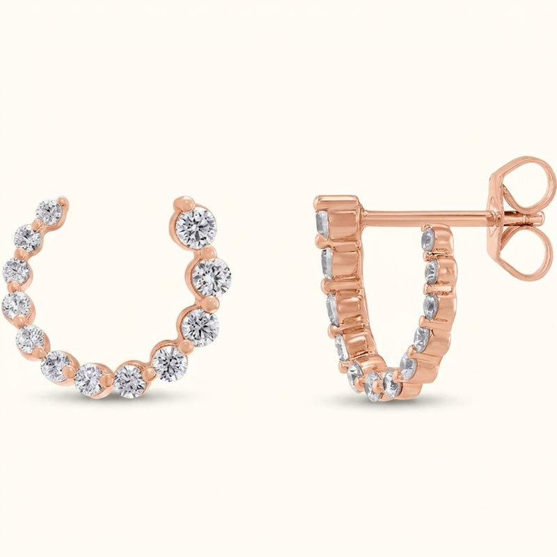 The Elowen — Round Diamond Earrings — Rose Gold