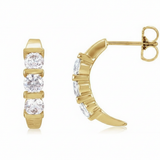 The Fjord — Round Three-Stone J-Hoop Earrings — Yellow Gold
