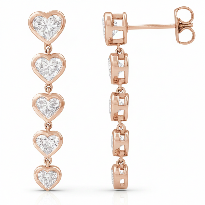 2 3/4 ctw The Halite — Heart Earrings — Rose Gold