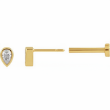 The Jehanne — Pear Bezel Stud Earrings — Yellow Gold