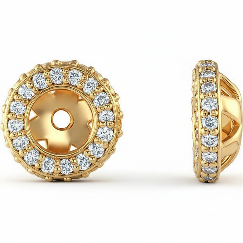 The Junia — Halo Earrings — Yellow Gold