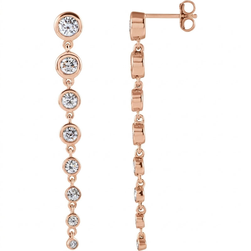 The Livia — Round Diamond Earrings — Rose Gold