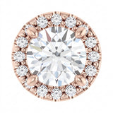 The Petra — Round Halo Pendant — Rose Gold