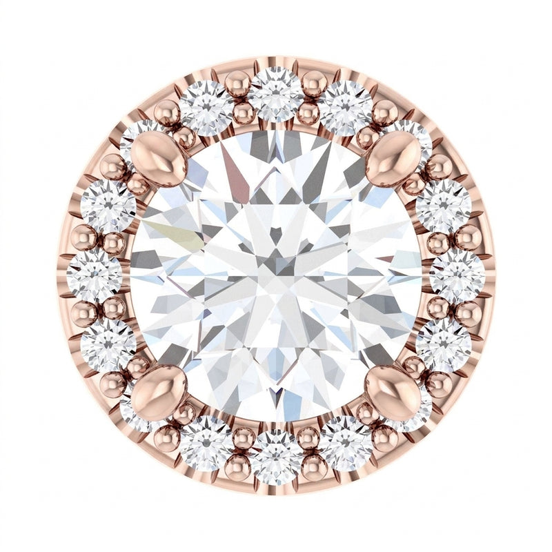 The Petra — Round Halo Pendant — Rose Gold