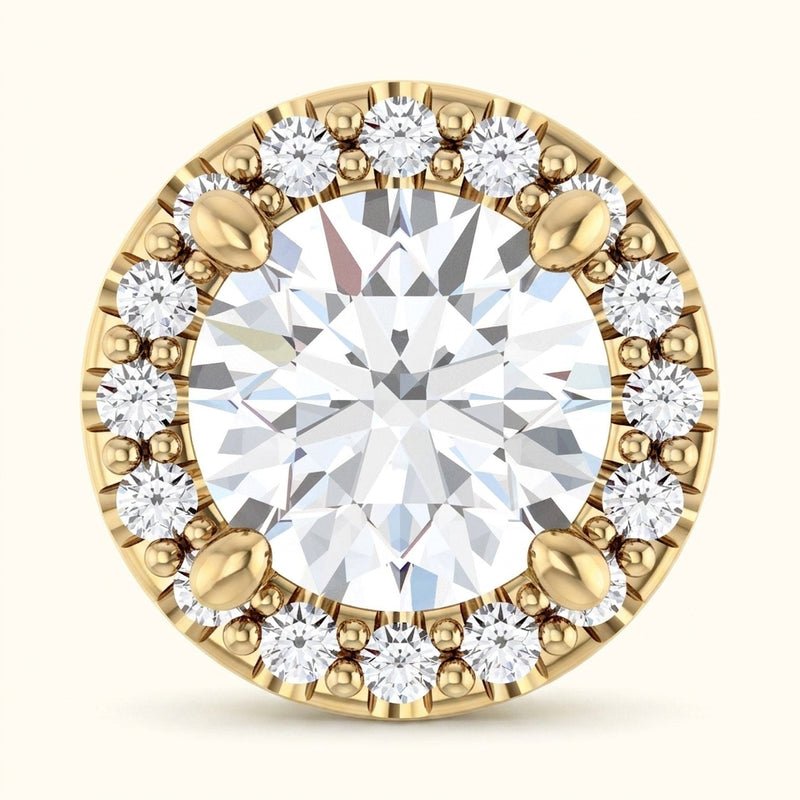 The Petra — Round Halo Pendant — Yellow Gold