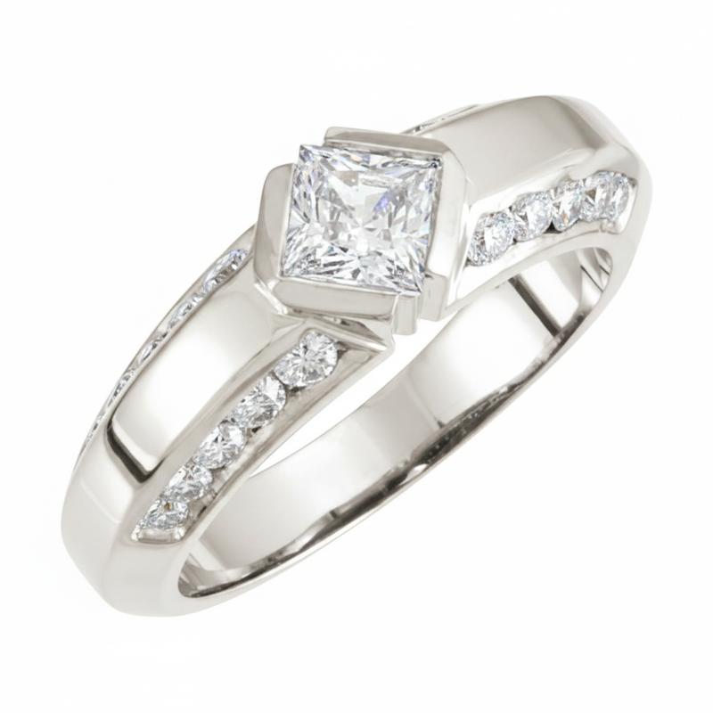 The Primrose Bezel Engagement Ring — White Gold