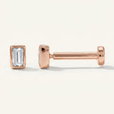 The Quenby — Straight Baguette Bezel Stud Earrings — Rose Gold