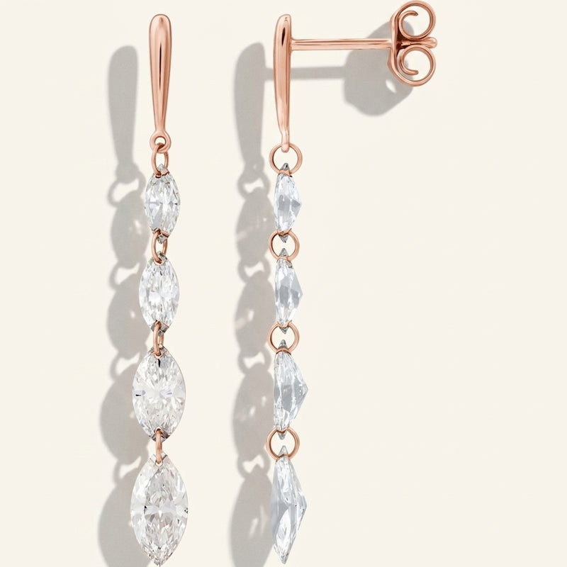 1 1/2 ctw The Seva — Marquise Diamond Earrings — Rose Gold