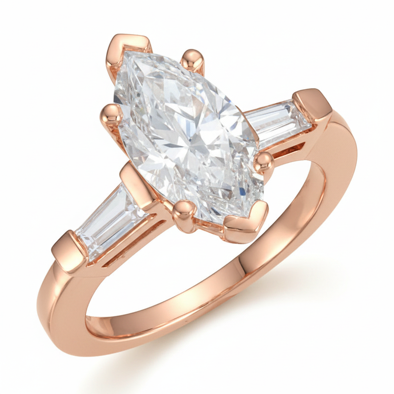 The Topaz Three-Stone Engagement Ring — Rose Gold