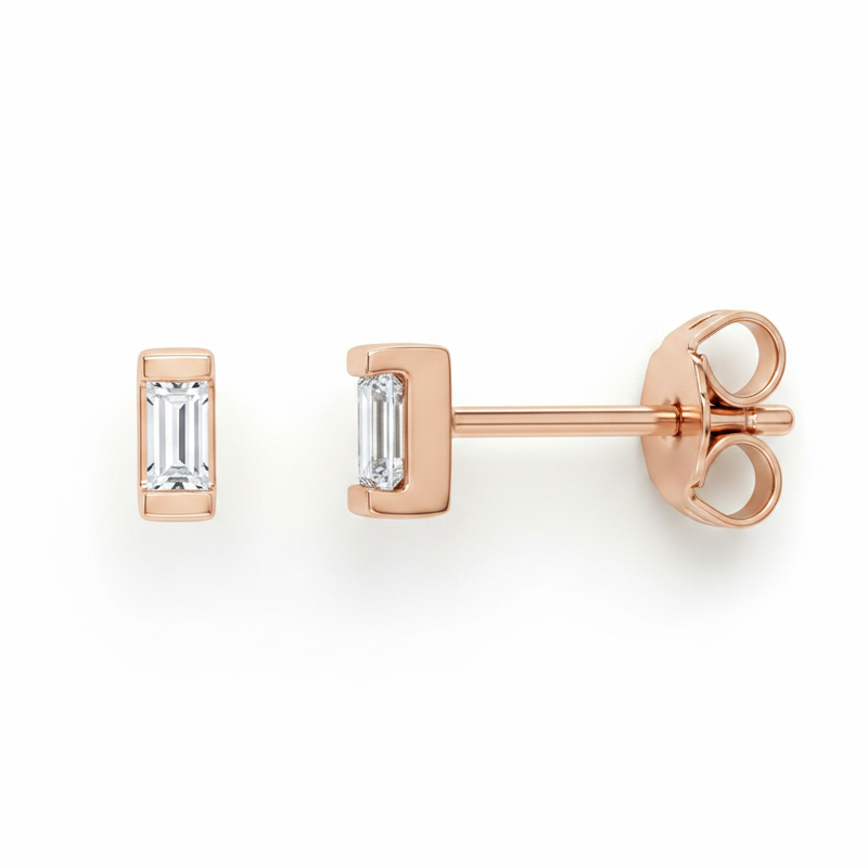 The Umbria — Bezel Stud Earrings — Rose Gold