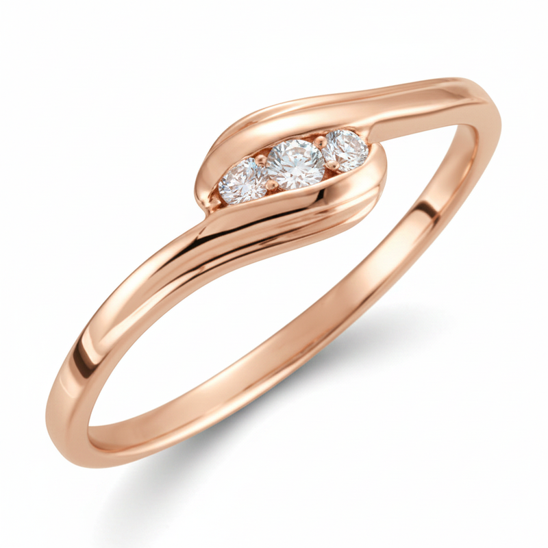 The Xenia Three-Stone Engagement Ring — Rose Gold