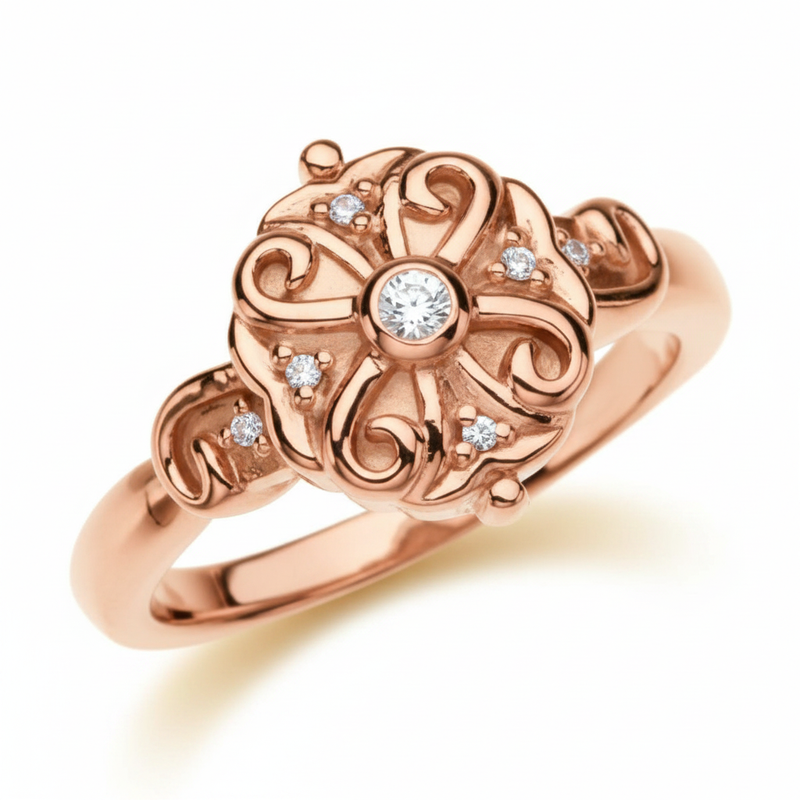 The Zenaide Accented Engagement Ring — Rose Gold