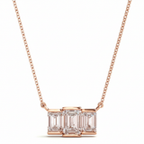 1 ctw Three-Stone Emerald Cut Pendant — Rose Gold
