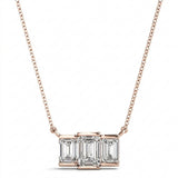 1 ctw Three-Stone Emerald Cut Pendant — Rose Gold