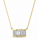 1 ctw Three-Stone Emerald Cut Pendant — Yellow Gold