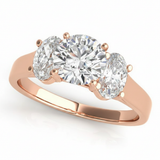 Three-Stone Engagement Ring (Oval Center) — Rose Gold