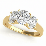 Three-Stone Engagement Ring (Oval Center) — Yellow Gold