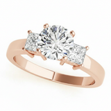 Three-Stone Engagement Ring (Princess Center) — Rose Gold