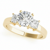 Three-Stone Engagement Ring (Princess Center) — Yellow Gold