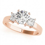 Three-Stone Engagement Ring (Princess Center) — Rose Gold