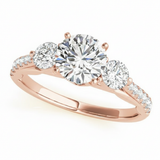 Three-Stone Engagement Ring (Round Center) — Rose Gold