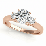 Three-Stone Engagement Ring (Round Center) — Rose Gold