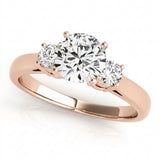 Three-Stone Engagement Ring (Round Center) — Rose Gold