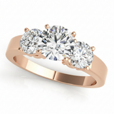 Three-Stone Engagement Ring (Round Center) — Rose Gold