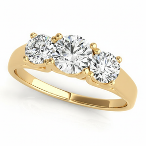 Three-Stone Engagement Ring (Round Center) — Yellow Gold