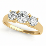 Three-Stone Engagement Ring (Round Center) — Yellow Gold