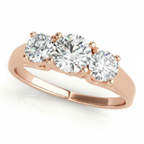 Three-Stone Engagement Ring (Round Center) — Rose Gold