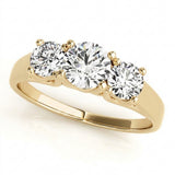 Three-Stone Engagement Ring (Round Center) — Yellow Gold