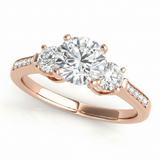 Three-Stone Engagement Ring (Round Center) — Rose Gold