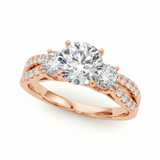 Three-Stone Engagement Ring (Round Center) — Rose Gold