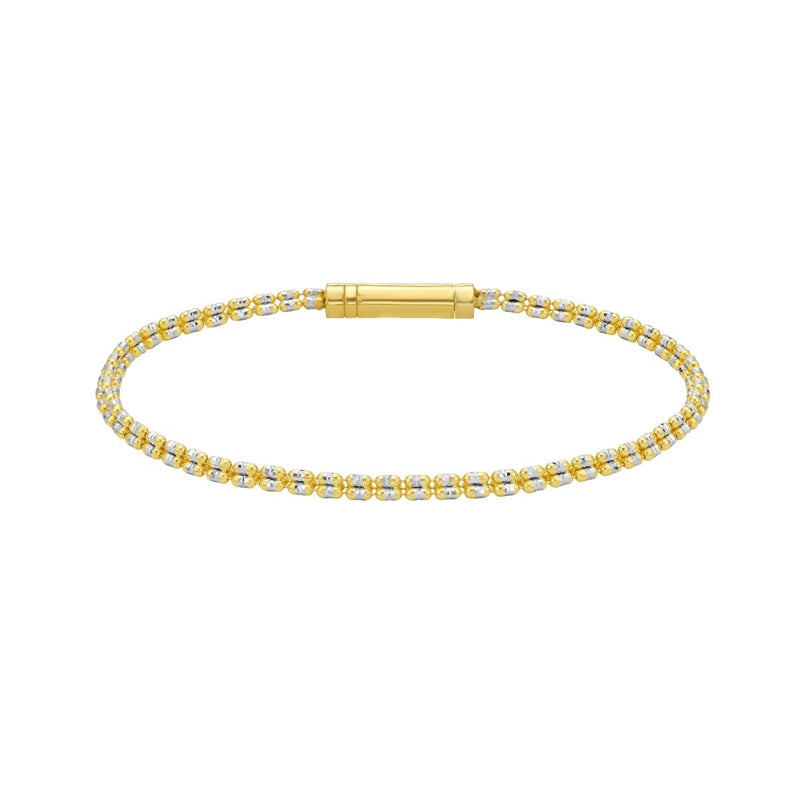 14K 2.7mm Two-Tone Fancy Ice Chain Bracelet