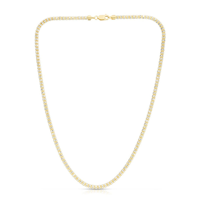 10K 3.3mm Two-Tone Fancy Ice Chain