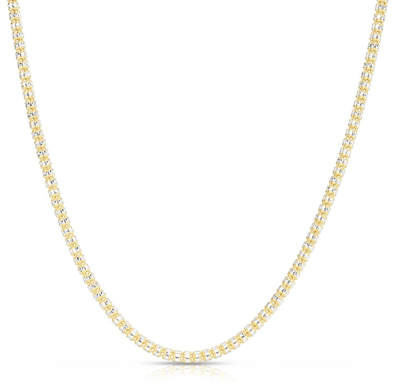 14K 3.3mm Two-Tone Fancy Ice Chain