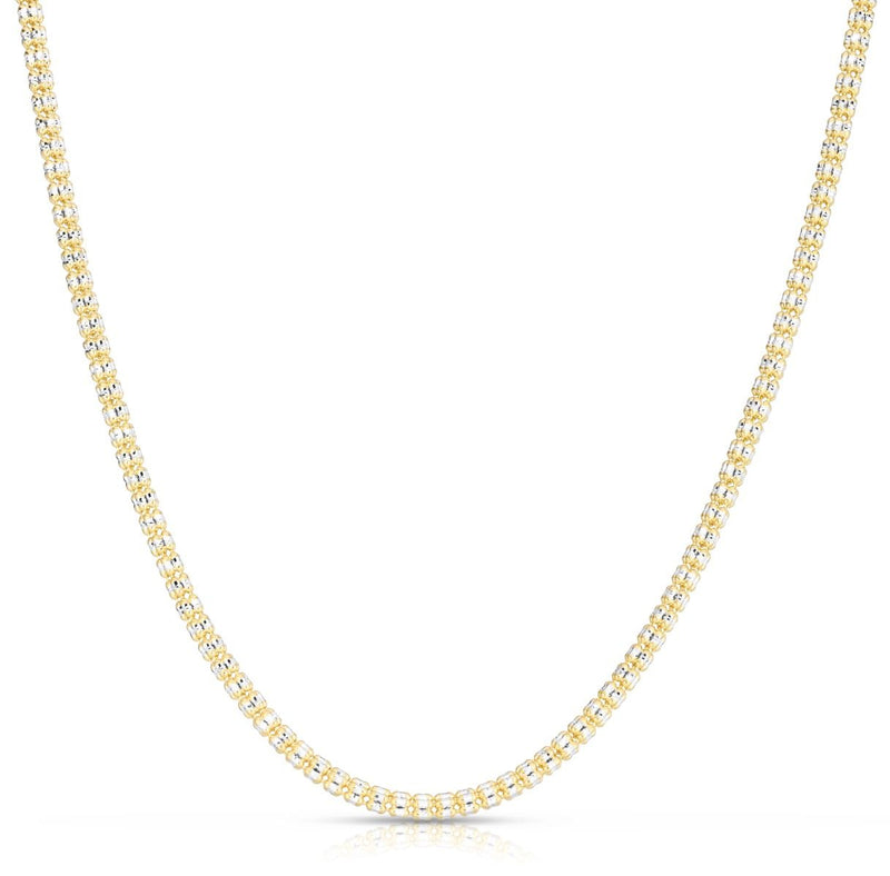 10K 3.3mm Two-Tone Fancy Ice Chain