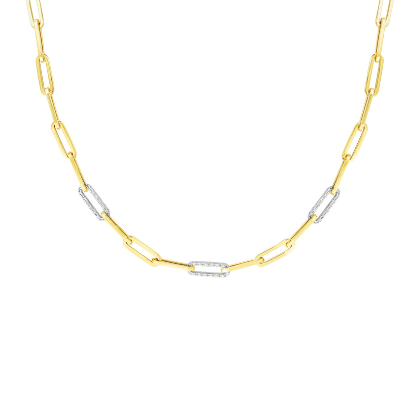 14K .96ct Diamond Paperclip Chain