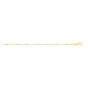 14K Gold 1.4mm Two-tone Polished Bar Station Saturn Chain 