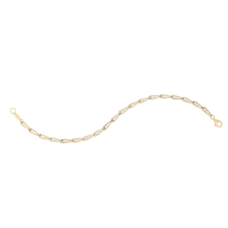 14K Two-tone Diamond Cut Link Chain