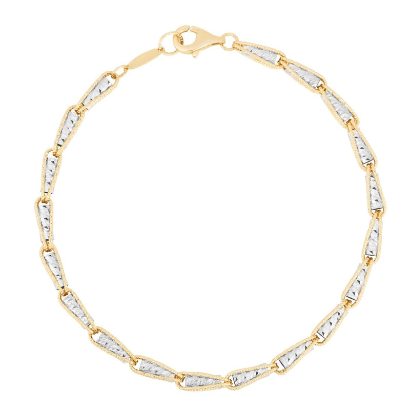 14K Two-tone Diamond Cut Link Chain