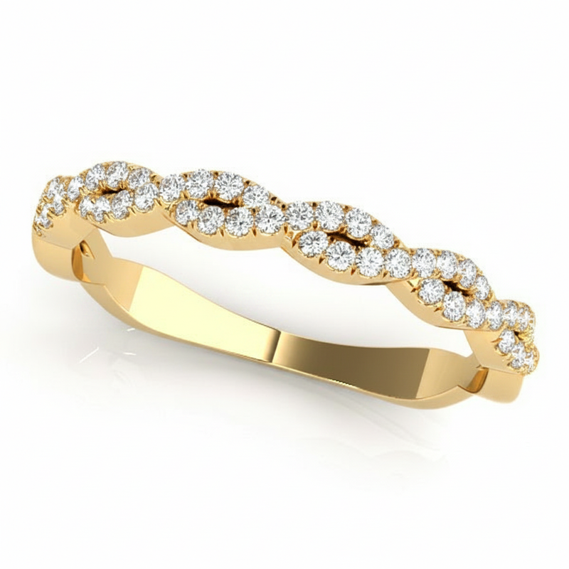 1/4 ctw Twisted Wedding Band — Yellow Gold